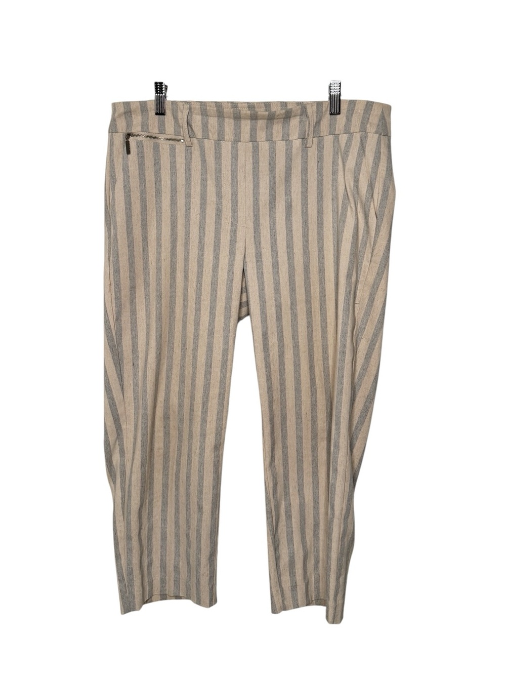 Zac & Rachel Cropped Stripes Blue Light Tan Pants Size 12